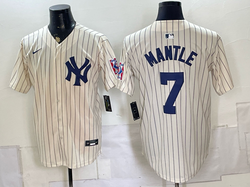 Men 2026 New York Yankees #7 Mantle white Nike MLB Jersey 0809001->new york yankees->MLB Jersey